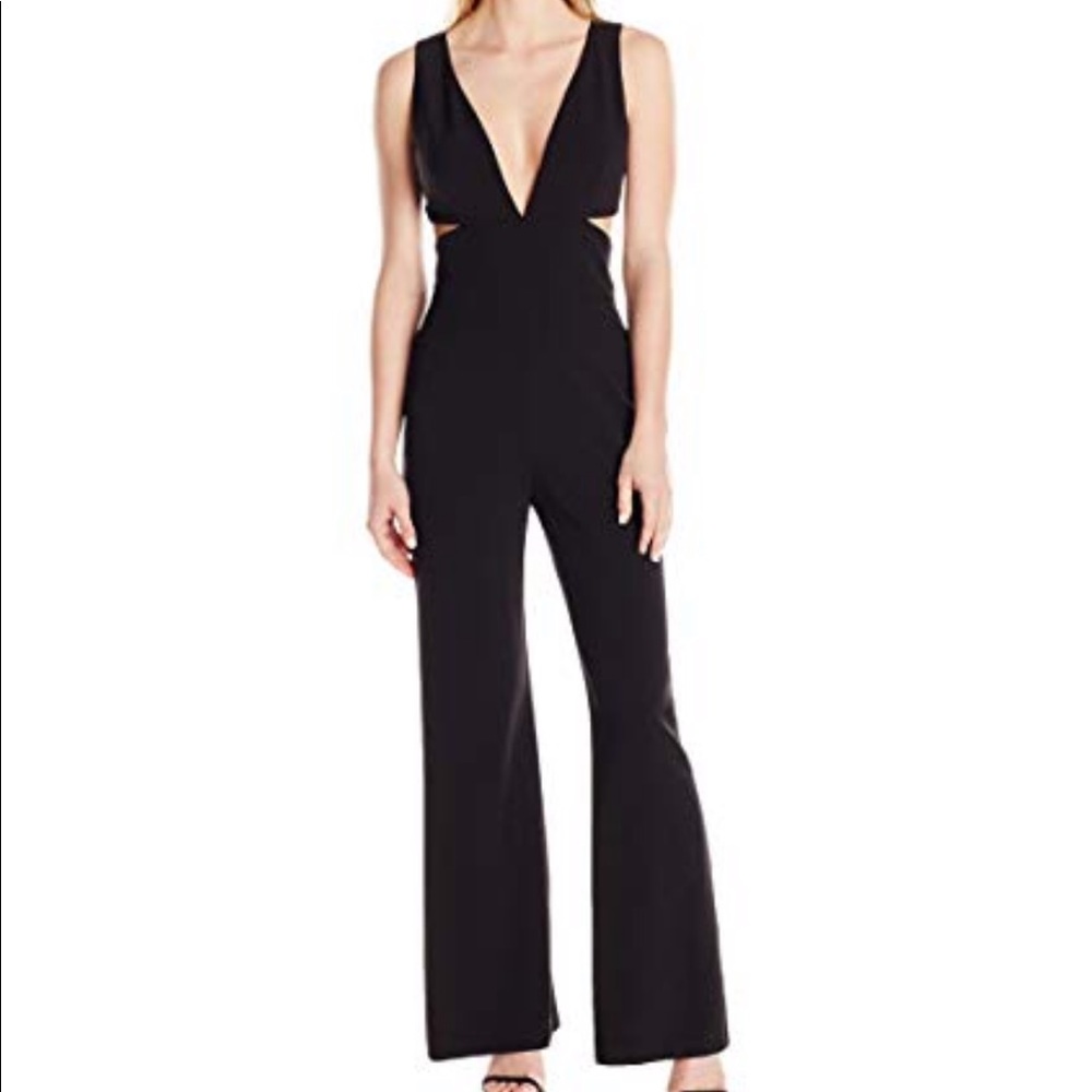 Laundry by Shelli Segal V Neck Peek a Boo Jumpsuit